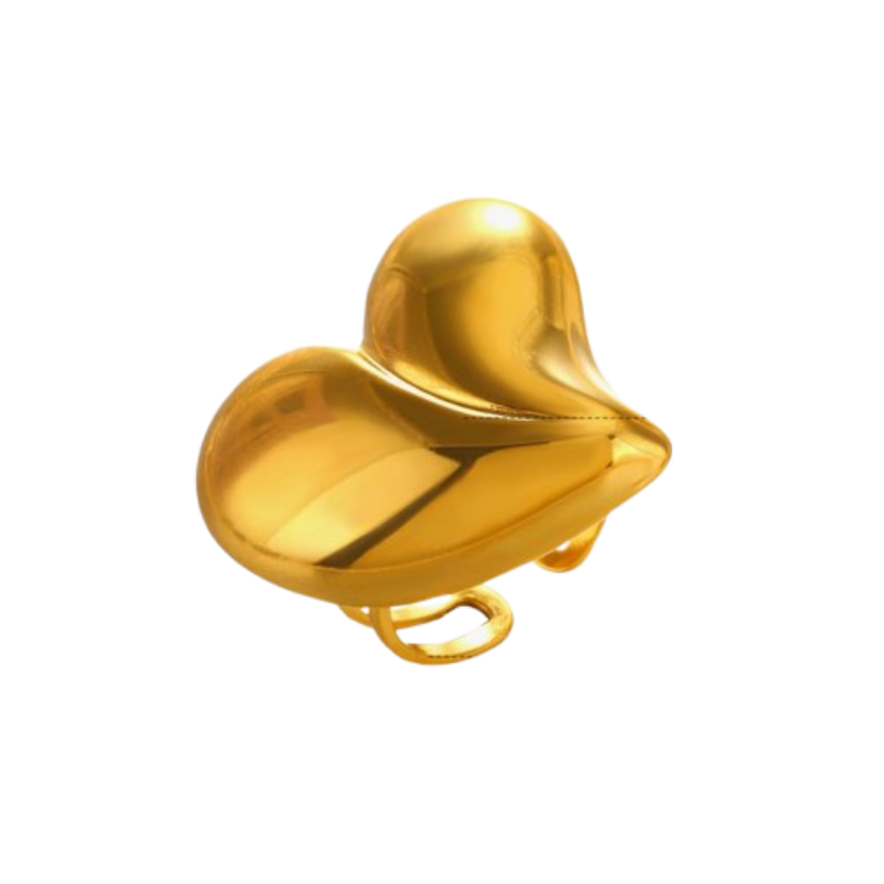 Anillo de corazón dorado ajustable