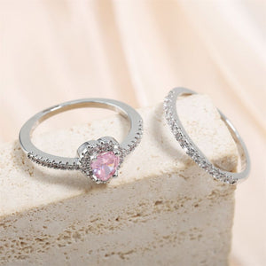 Anillo de zirconias de corazón y media churumbela