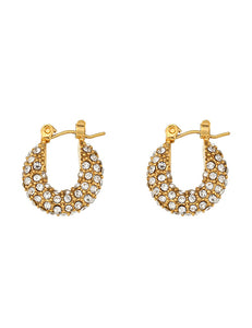 Mini hoops tipo óvalo con zirconias