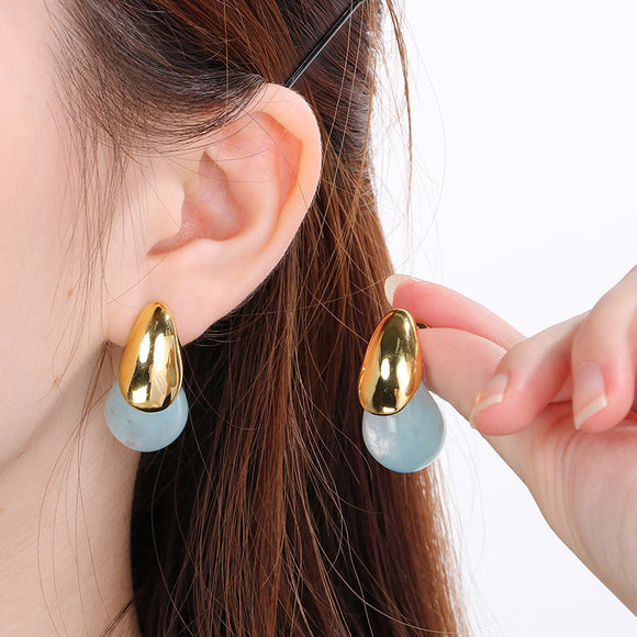 aretes de gota con cuarzo azul