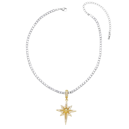 choker plata con estrella dorada